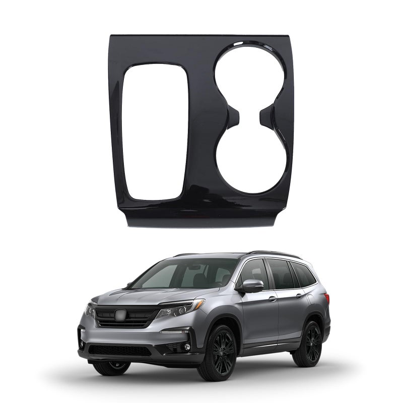 Qiosreui Gear Shift Panel Cover for Honda Pilot 20162020 Honda Ridgeline 20172020 Gear Shift Knob Console Panel Trim ABS Center Console Cup Holder Frame AntiScratch Protector Accessories Glossy Black - Image 2
