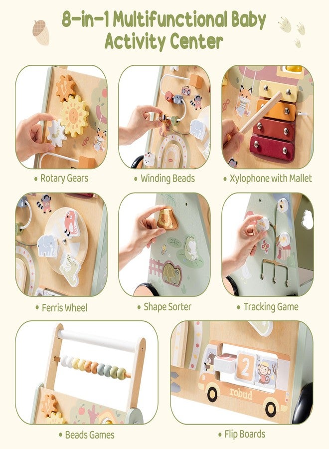 ROBUD Wooden Baby Push Walker, Forest Theme Learning Walking Toys, Adjustable Height Baby Walker with Decelerator, Montessori Toys for Baby Age 10 Months+, WRP37 - Image 4