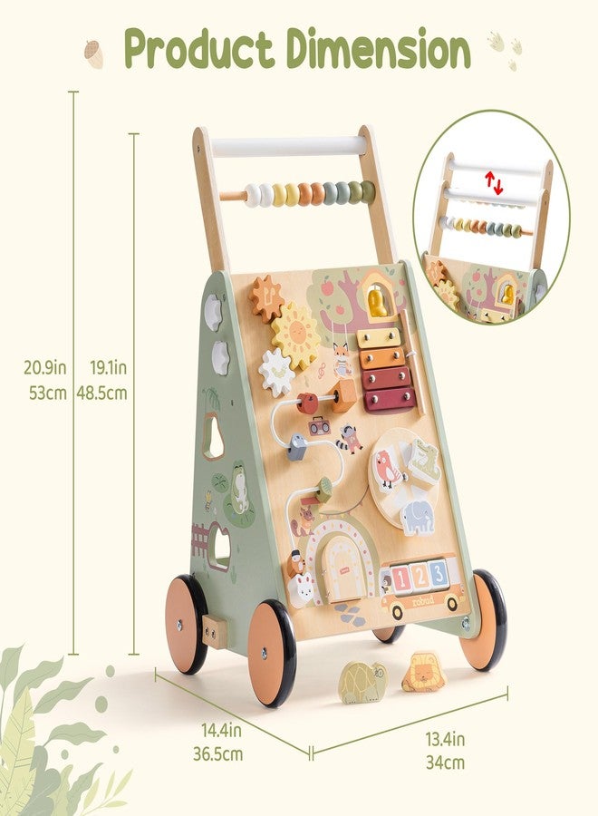 ROBUD Wooden Baby Push Walker, Forest Theme Learning Walking Toys, Adjustable Height Baby Walker with Decelerator, Montessori Toys for Baby Age 10 Months+, WRP37 - Image 3