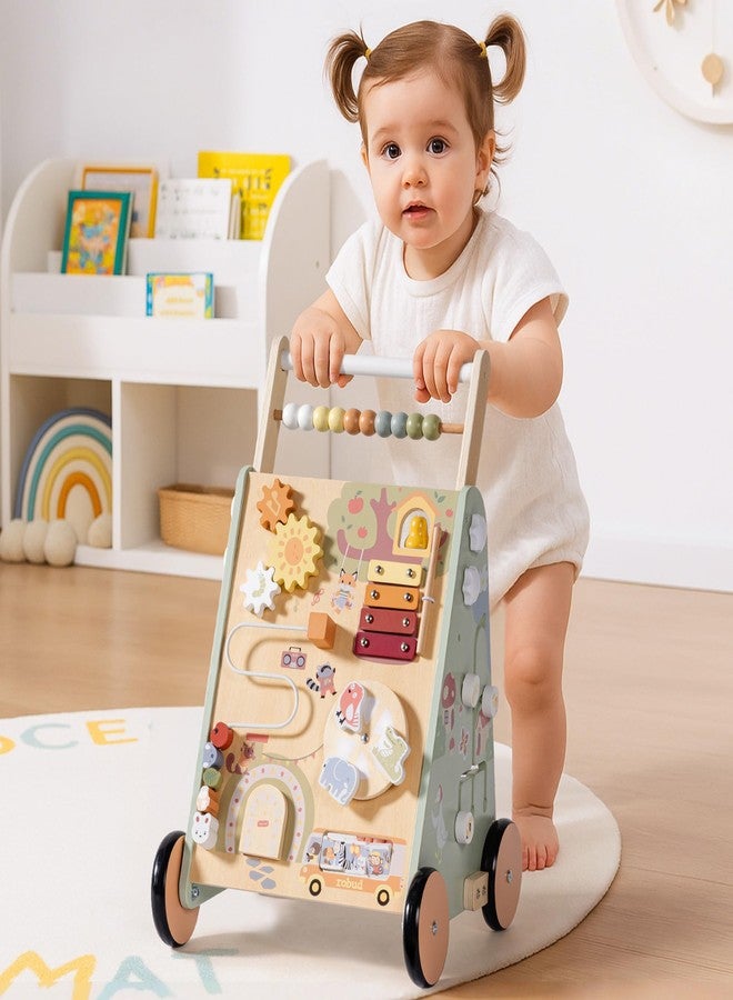 ROBUD Wooden Baby Push Walker, Forest Theme Learning Walking Toys, Adjustable Height Baby Walker with Decelerator, Montessori Toys for Baby Age 10 Months+, WRP37 - Image 1