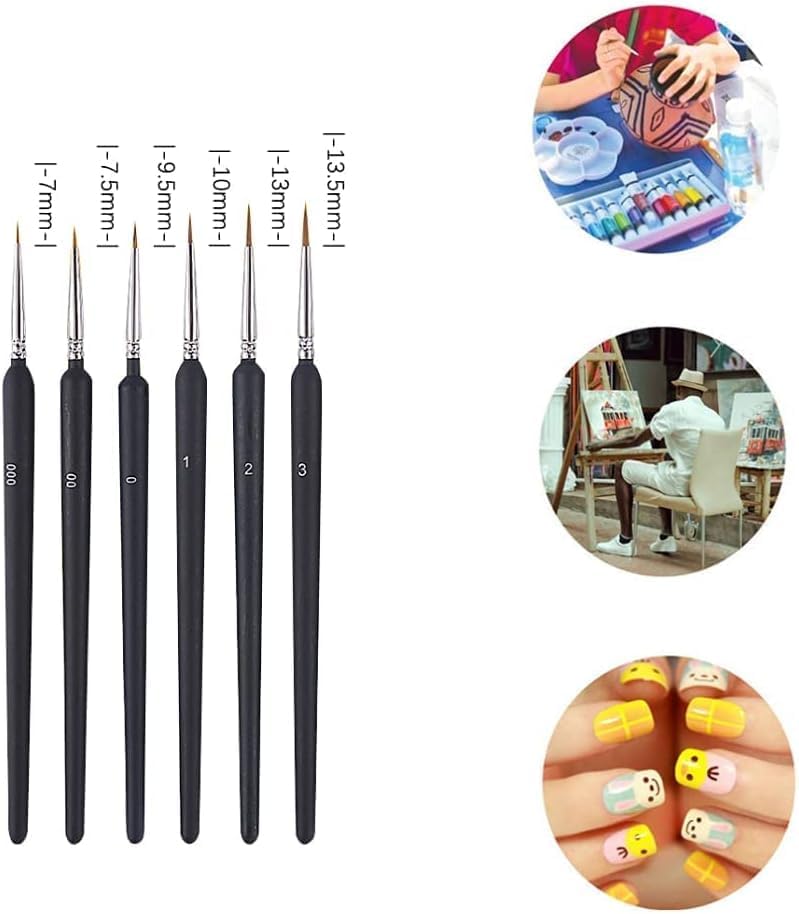 SHREESHANN Detail Paint Brush Set-6 Miniature Paint Brushes/Nail Art Brush/Fine Tip Paint Brushes/Artist Acrylic Paints Brush Set Suitable for Acrylic Painting, Oil, Face, Nail, Scale Model Painting - Image 3