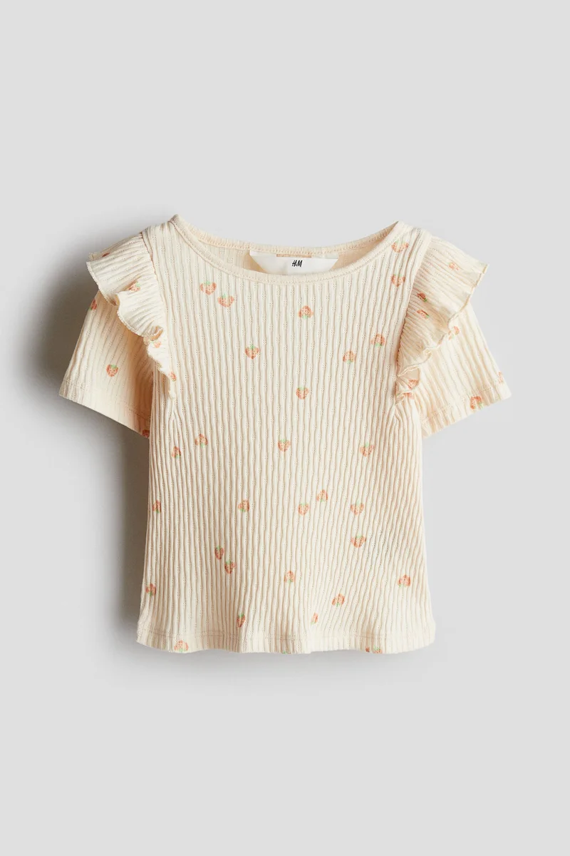 اتش اند ام بلوزة قطنية بحواف مكشكشة