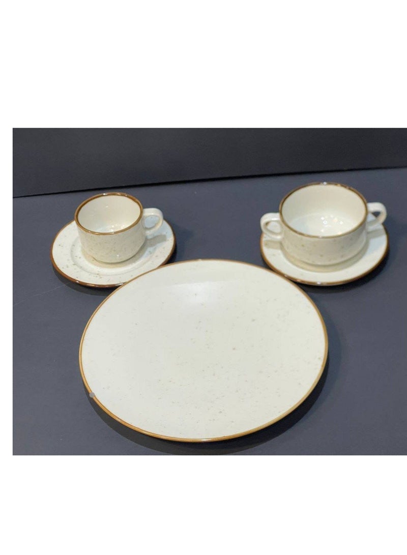 Porcelain breakfast tea and cake set 25 pieces (6 tea mugs + 6 tea mug saucers + 6 soup mug saucers + 1 pie plate)  - Image 5