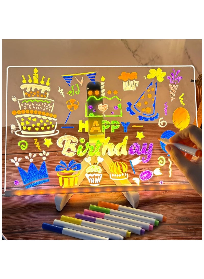 Kimaya LED Acrylic Message Board with 7 Color Pens – Multi-Function Night Light, Erasable Desktop Note Board for Home, Office & School - Image 1