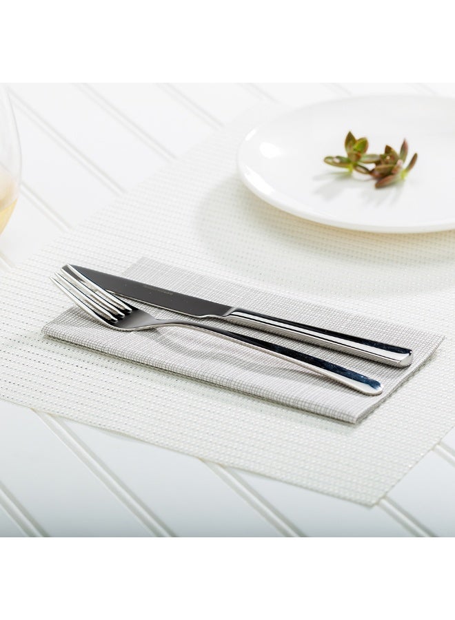 Restaurantware 16 Inch x 12 Inch Vinyl Placemats, 6 Heat Resistant Modern Placemats - Stain Resistant, Washable, White Pinstripe Vinyl Dining Table Mats, Woven, For Parties and Celebrations - Image 3