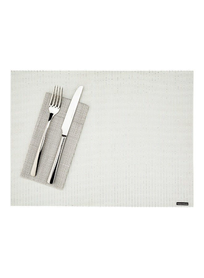 Restaurantware 16 Inch x 12 Inch Vinyl Placemats, 6 Heat Resistant Modern Placemats - Stain Resistant, Washable, White Pinstripe Vinyl Dining Table Mats, Woven, For Parties and Celebrations - Image 2