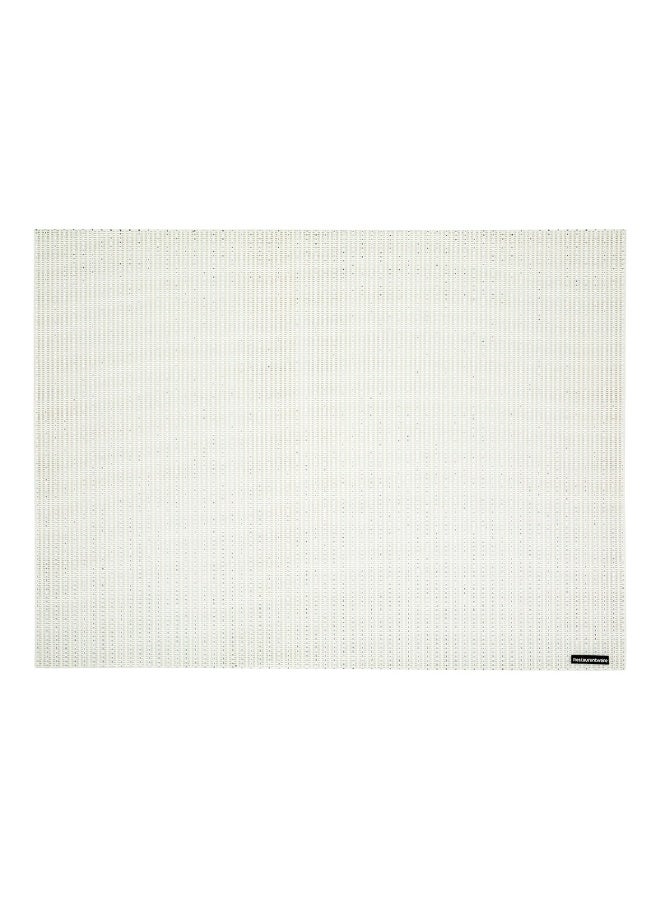 Restaurantware 16 Inch x 12 Inch Vinyl Placemats, 6 Heat Resistant Modern Placemats - Stain Resistant, Washable, White Pinstripe Vinyl Dining Table Mats, Woven, For Parties and Celebrations - Image 1