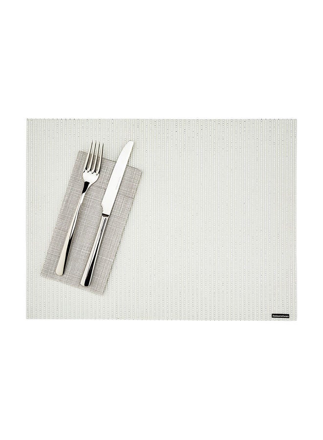 Restaurantware 16 Inch x 12 Inch Vinyl Placemats, 6 Heat Resistant Modern Placemats - Stain Resistant, Washable, White Pinstripe Vinyl Dining Table Mats, Woven, For Parties and Celebrations - Image 5