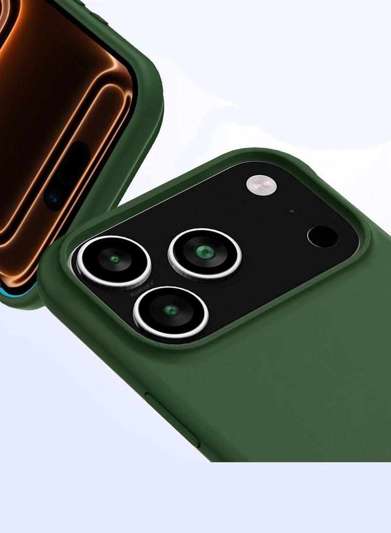 2 Packs Silicone Protective Phone Case for iPhone 17 Pro Max - Soft Anti-Scratch Microfiber Lining Ultra Slim Drop Protection Phone Cover with Privacy Screen Protector - Green - Image 3