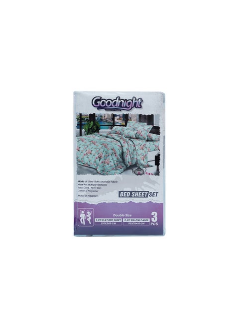 3 Piece Luxury Bed Sheet Set with 1 Flat Sheet and 2 Pillowcases Crafted from Ultra Soft and Breathable Cotton and Polyester blend, Size 210 x 240 Cm