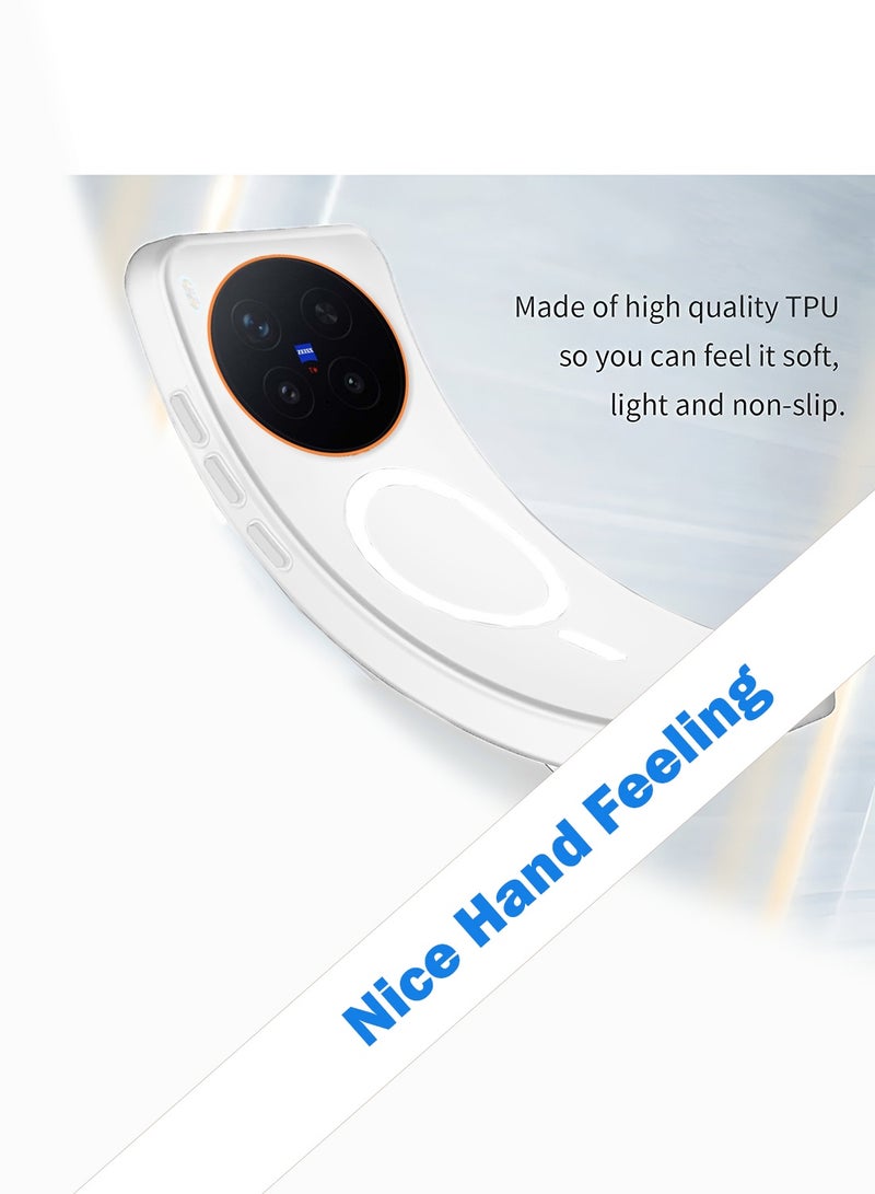 دبليو تيك غطاء حماية لهاتف vivo X300 Pro 5G 2025 شفاف هجين مع ماجسيف وشحن مغناطيسي وحدود مرتفعة للكاميرا مظهر أنيق (MCMPMN) - أبيض - Image 3