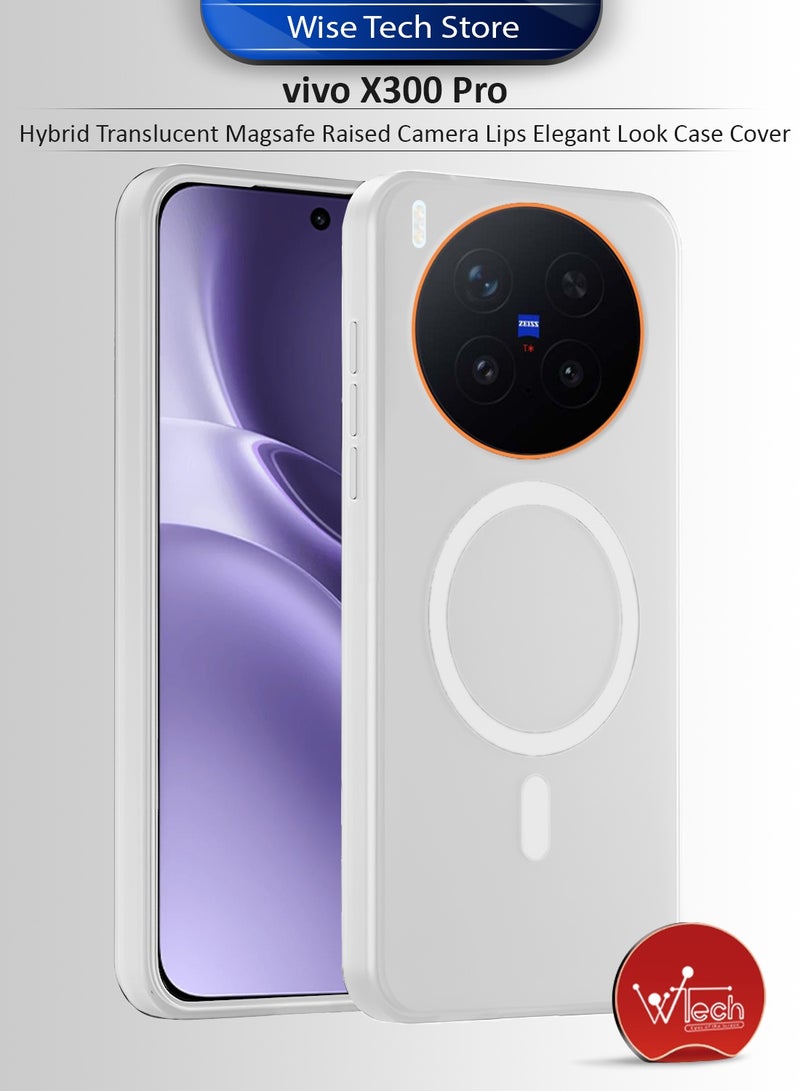 دبليو تيك غطاء حماية لهاتف vivo X300 Pro 5G 2025 شفاف هجين مع ماجسيف وشحن مغناطيسي وحدود مرتفعة للكاميرا مظهر أنيق (MCMPMN) - أبيض - Image 1