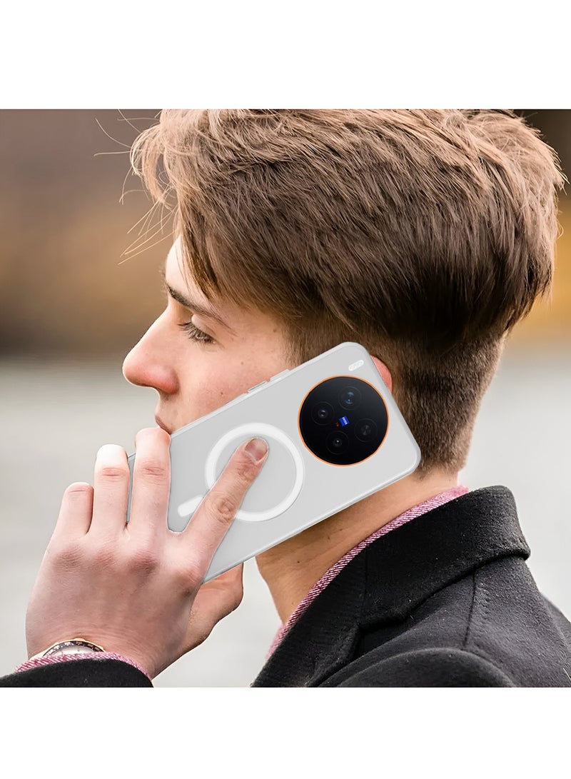 دبليو تيك غطاء حماية لهاتف vivo X300 Pro 5G 2025 شفاف هجين مع ماجسيف وشحن مغناطيسي وحدود مرتفعة للكاميرا مظهر أنيق (MCMPMN) - أبيض - Image 5