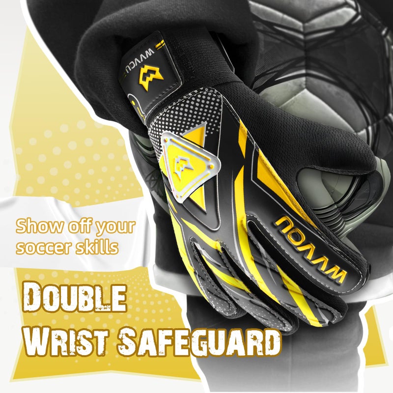 WVVOU Goalkeeper Gloves for Kids Youth, Soccer Goalie Gloves with Double Protection, Anti-Slip Soccer Gloves, Super Grip - Image 5
