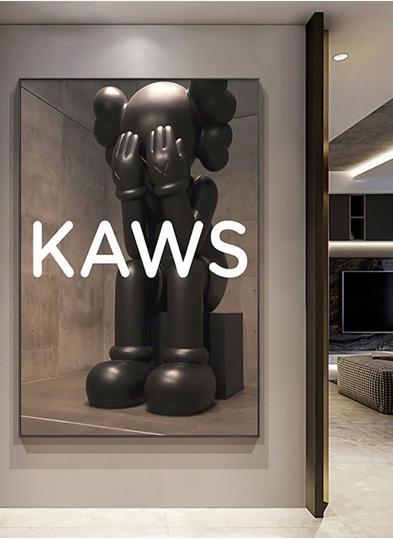 Merry Moments KAWS Artwork Modern Canvas Paintings Sketch Poster Print Wall Art Pictures for Living Room Bedroom Home Decor with Aluminum Black Frame 40X60Cm  - Image 3