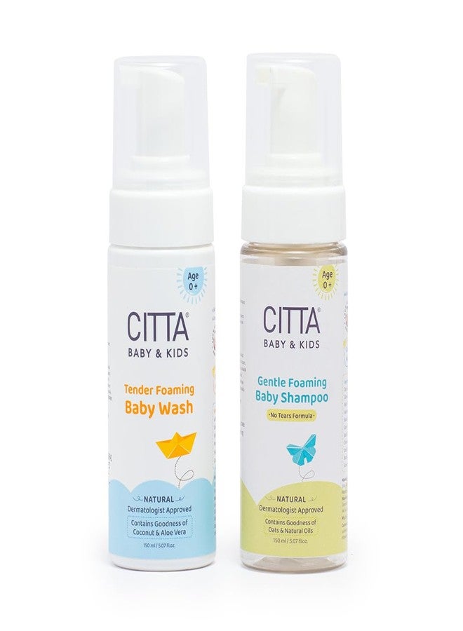 CITTA Tear Free Foaming Baby Shampoo & Baby Body Wash Pack of 2-150 ml Each | Free from Harmful Chemicals, Toxin-free, Paraben Free | Dermatologist Approved - Image 1