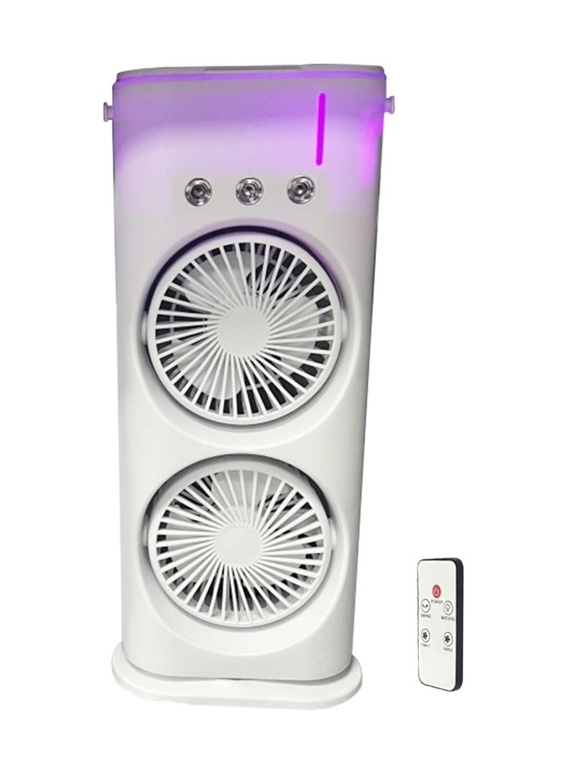 DIGI CORE Portable AIR Conditioner, USB Rechargeable Fan With Remote Control 280ml Water Tank With 7 Colors Light, Air Cooler, Table Fan With Mist Humidifier, Desk Fan Double Ended Spray Fan - Image 2