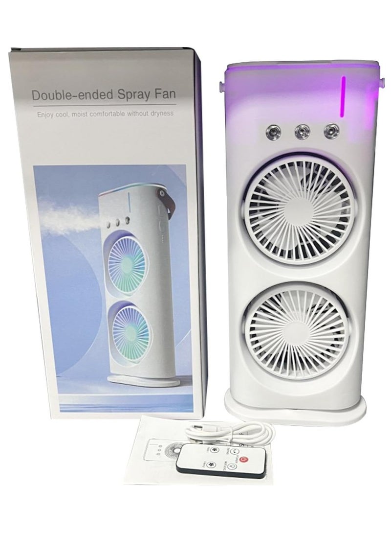 DIGI CORE Portable AIR Conditioner, USB Rechargeable Fan With Remote Control 280ml Water Tank With 7 Colors Light, Air Cooler, Table Fan With Mist Humidifier, Desk Fan Double Ended Spray Fan - Image 5