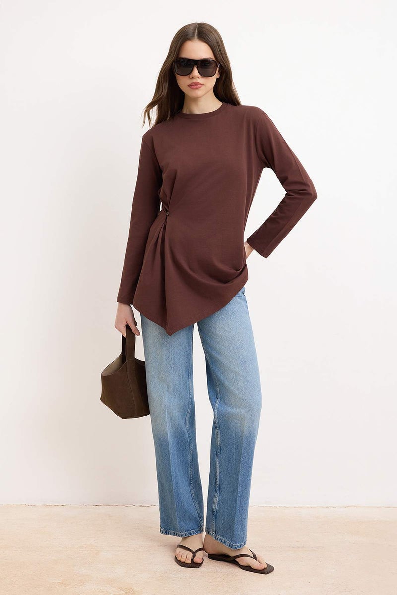 trendyol Brown Regular Single Jersey Plain Knitted Tctss26Uk00007 - Image 1