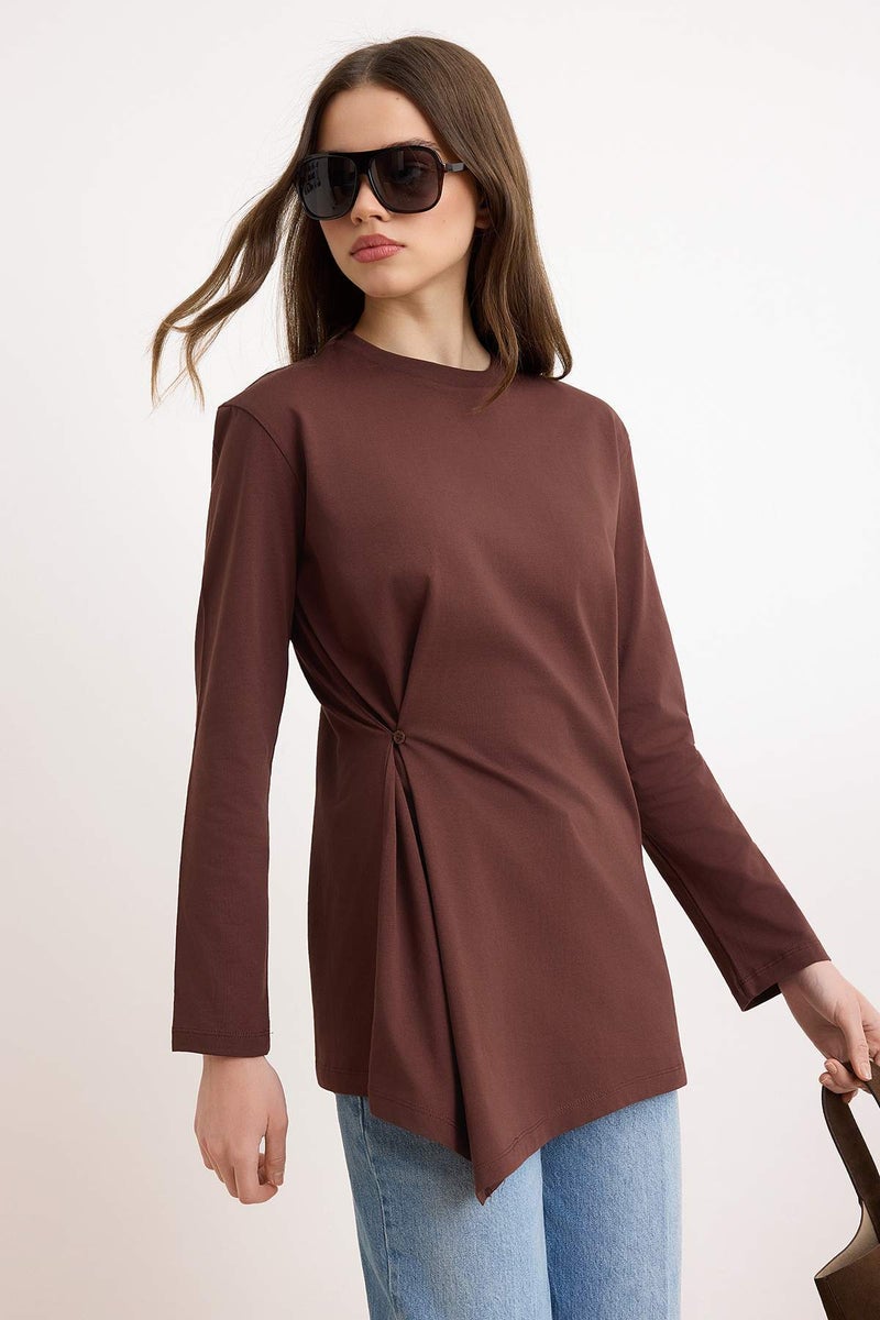 trendyol Brown Regular Single Jersey Plain Knitted Tctss26Uk00007 - Image 2