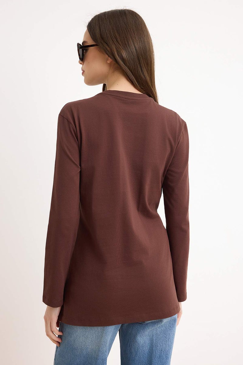 trendyol Brown Regular Single Jersey Plain Knitted Tctss26Uk00007 - Image 4