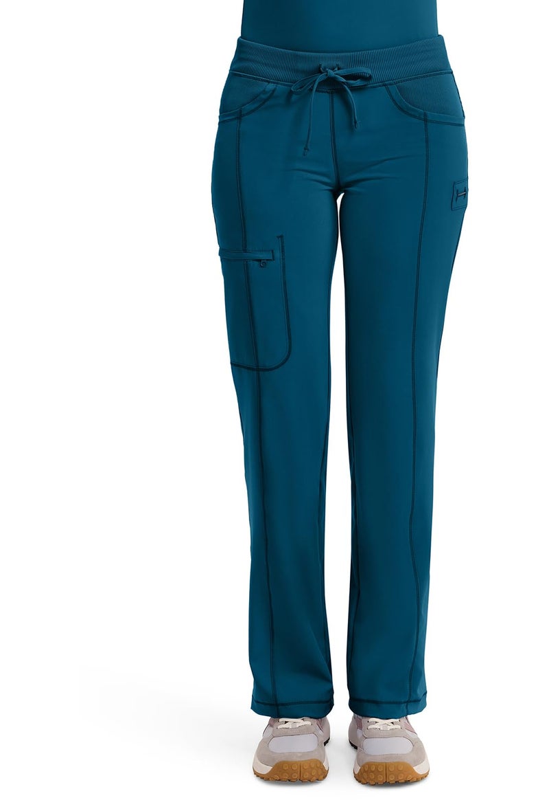 Cherokee Infinity Straight Leg Drawstring Women Scrub Pants 360 Stretch with 4 Pockets 1123AP, S Petite, Caribbean Blue - Image 1