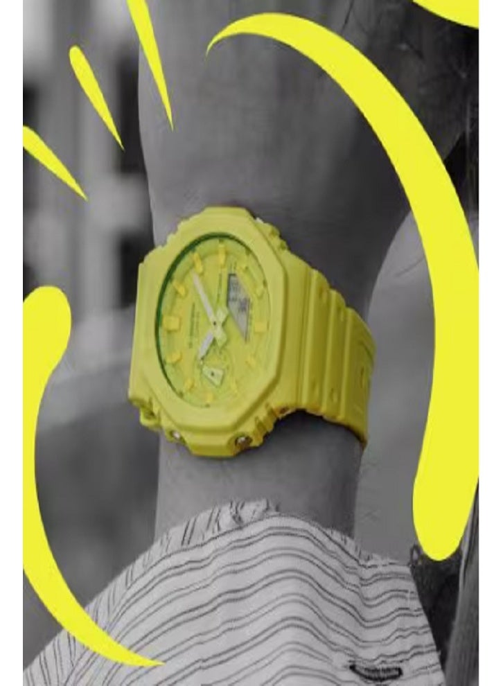 كاسيو جي شوك GA-2100-9A9DR: أصفر نيون "CasiOak" - Image 2