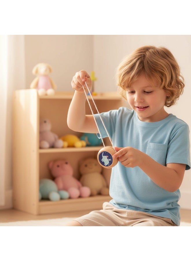 Y&D Wooden Yoyo 1.57x1.34 Cartoon Animal Pattern Yoyo Kids Natrual Wooden Portable & Lightweight Yo-Yo Fun Amateurish - Gifts for Kids and Adults Playing - Image 1