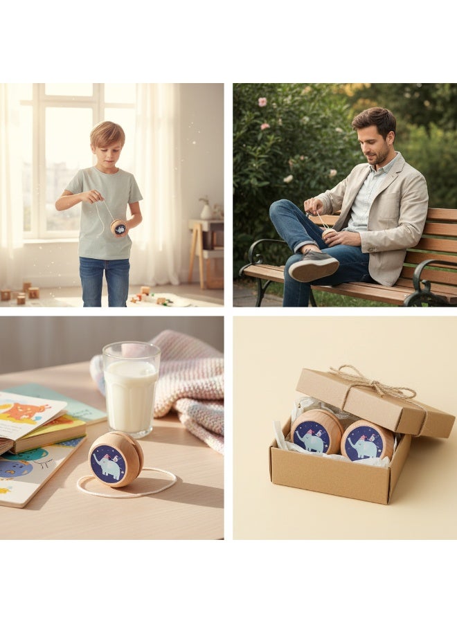 Y&D Wooden Yoyo 1.57x1.34 Cartoon Animal Pattern Yoyo Kids Natrual Wooden Portable & Lightweight Yo-Yo Fun Amateurish - Gifts for Kids and Adults Playing - Image 2
