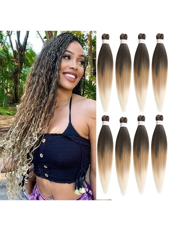 Leeven شعر ضفائر مسبق التمدد 8 عبوات 26 بوصة احترافي خالي من الحكة ألياف صناعية منخفضة الحرارة ضفائر كروشيه تمديد شعر الضفائر ضفيرة ملتوية (1B/27/613#) - Image 1