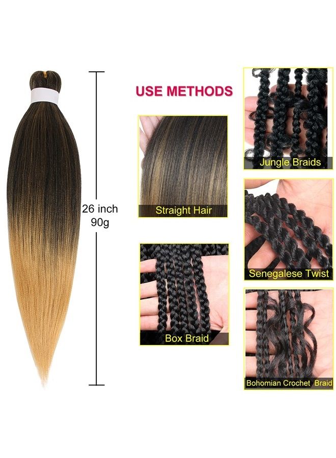 Leeven شعر ضفائر مسبق التمدد 8 عبوات 26 بوصة احترافي خالي من الحكة ألياف صناعية منخفضة الحرارة ضفائر كروشيه تمديد شعر الضفائر ضفيرة ملتوية (1B/27/613#) - Image 4