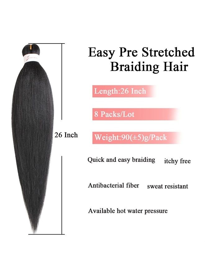 Leeven شعر ضفائر مسبق التمدد 8 عبوات 26 بوصة احترافي خالي من الحكة ألياف صناعية منخفضة الحرارة ضفائر كروشيه تمديد شعر الضفائر ضفيرة ملتوية (1B/27/613#) - Image 3