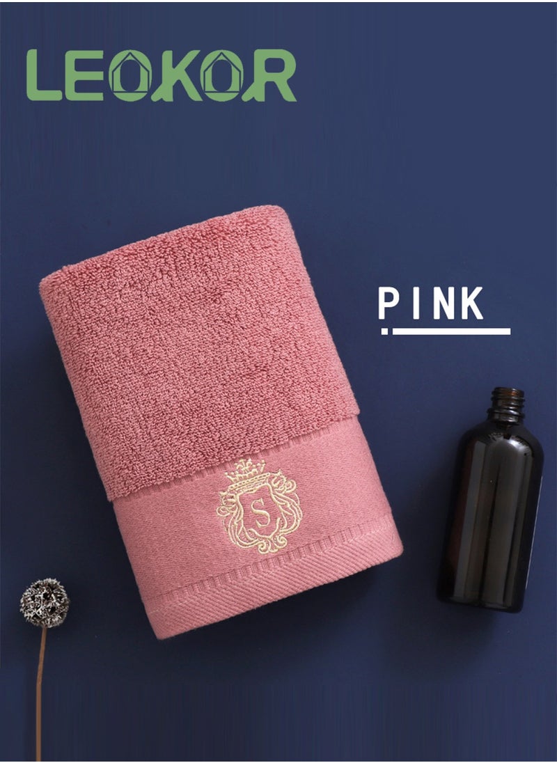 LEOKOR 3PCS Cotton Bath Towel Set Fast Absorbent Skin-friendly and Soft Bath Towel*1PCS and 2PCS Towels Pink  - Image 3