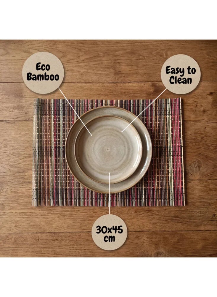 Color mixed woven foldable bamboo placemat set, heat-resistant and heat-insulating bamboo placemat - Image 3