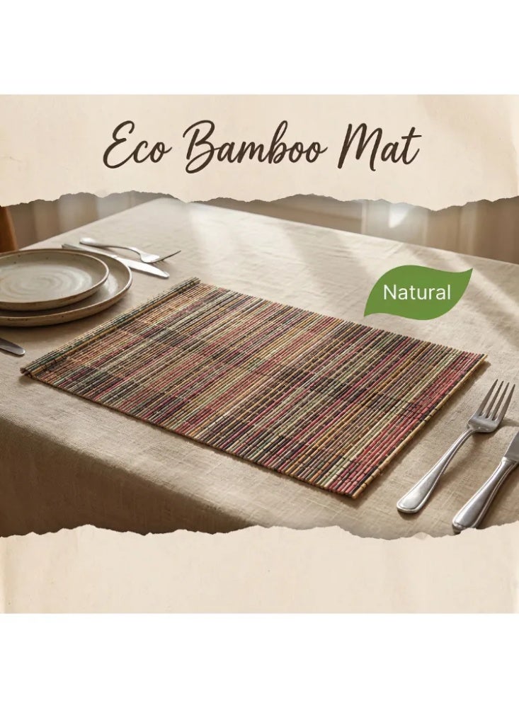 Color mixed woven foldable bamboo placemat set, heat-resistant and heat-insulating bamboo placemat - Image 1