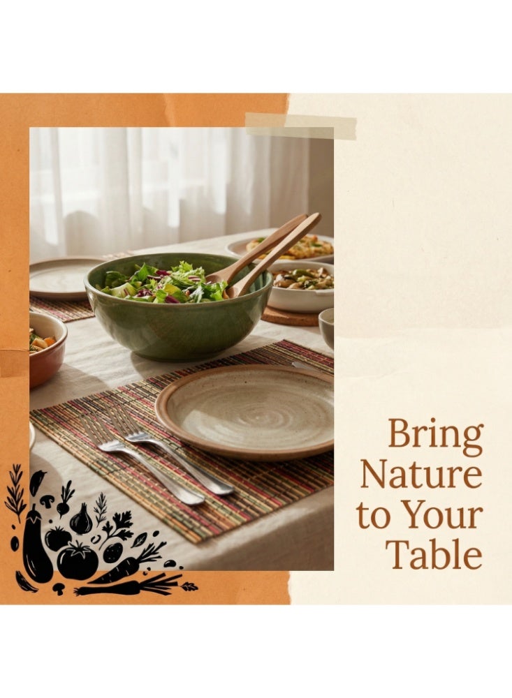Color mixed woven foldable bamboo placemat set, heat-resistant and heat-insulating bamboo placemat - Image 5