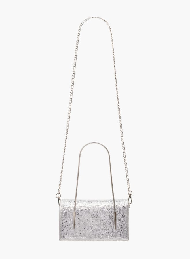 Flora Bella By Shoexpress Women's Embellished Sling Bag with Chain Strap and Magnetic Button Closure  - Image 2