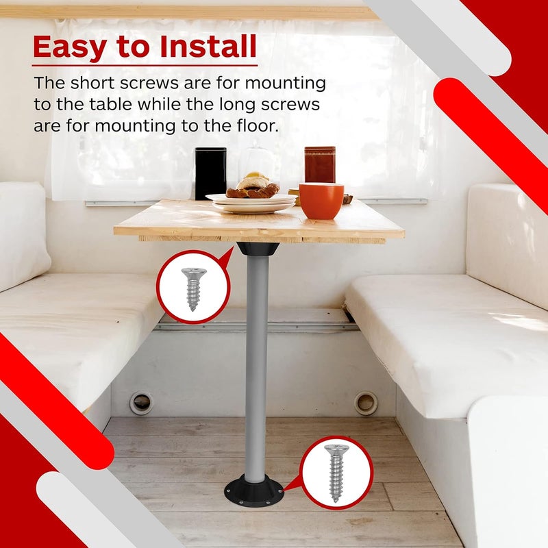 TonGass Black Aluminum RV Table and Floor Mounting Base (2-Pack) - Image 5
