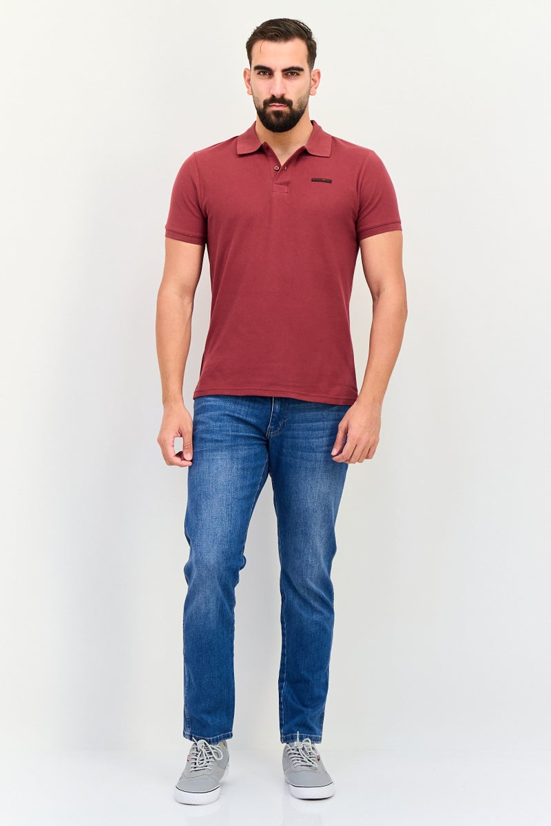 Nordland قميص بولو قصير الأكمام بتصميم منتظم للرجال بشعار العلامة التجارية، مارون - Image 4