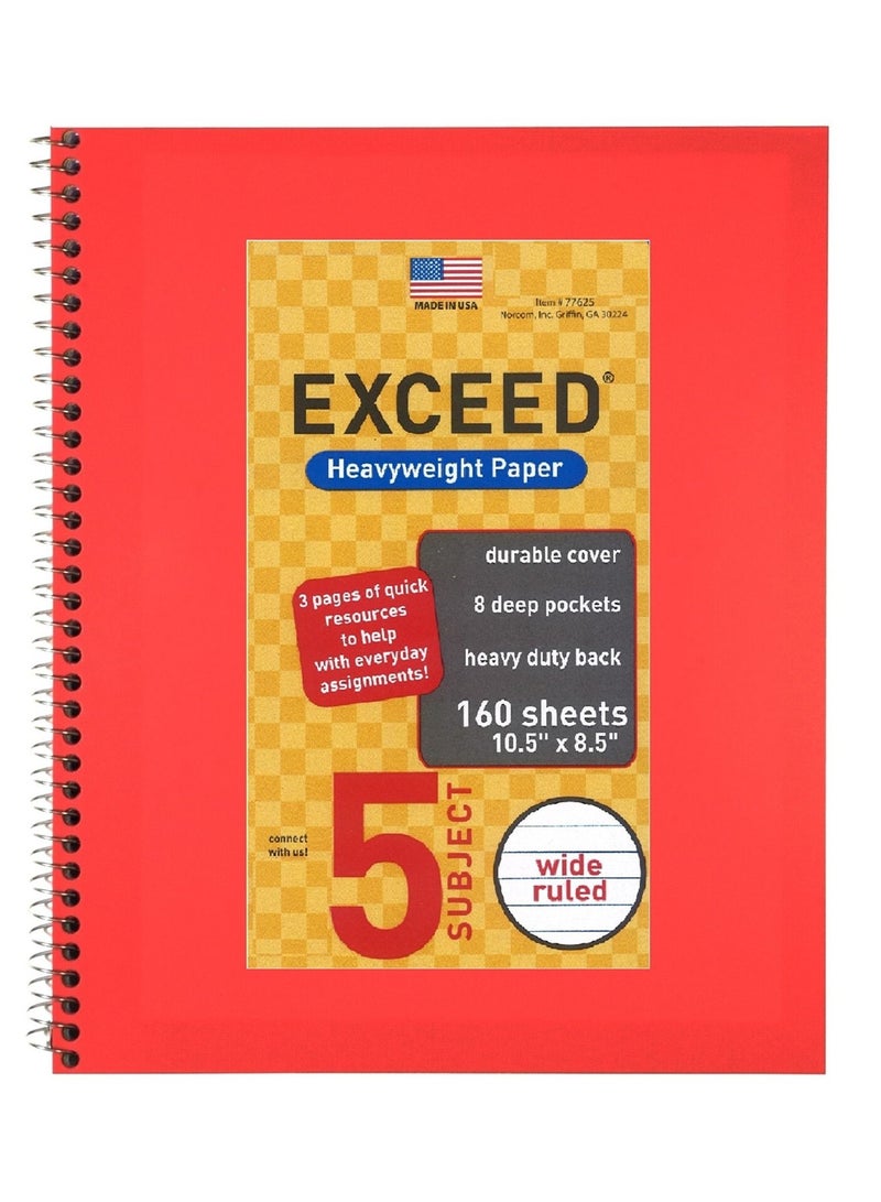 Exceed 5-Subject Single Line Notebook With Red Cover - Image 1