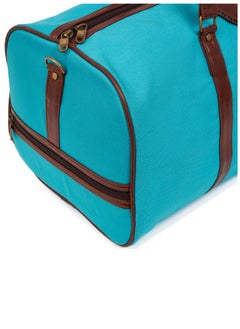 STORYTELLER Paisley Elegant Canvas With Faux  Leather Travel Duffel Bag With Shoes Compartment For Men and Women Aqua  - Image 3
