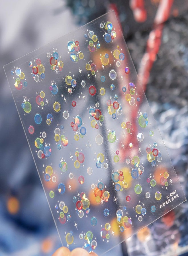 SINSEN Summer Water Bubble Nail Art Stickers Decals 1PCS Shiny Shell Light Summer Beach Dreamy Bubbles 5D Embossed Nail Decals Summer Nails Design Manicure Supply for Women DIY Nail Art Decorations - Image 3