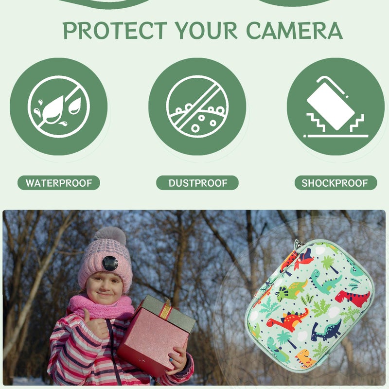 Leayjeen Kids Camera Case Compatible with Goopow/Mgaolo/HOOMOON/Hangrui Kids Camera Toys and Children Digital Video Camcorder Camera,Best Christmas and Birthday Gifts -Green Dinosaur(Case Only) - Image 5