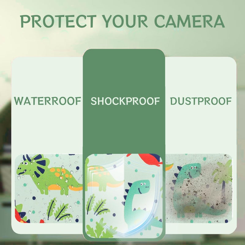 Leayjeen Kids Camera Case Compatible with Goopow/Mgaolo/HOOMOON/Hangrui Kids Camera Toys and Children Digital Video Camcorder Camera,Best Christmas and Birthday Gifts -Green Dinosaur(Case Only) - Image 4