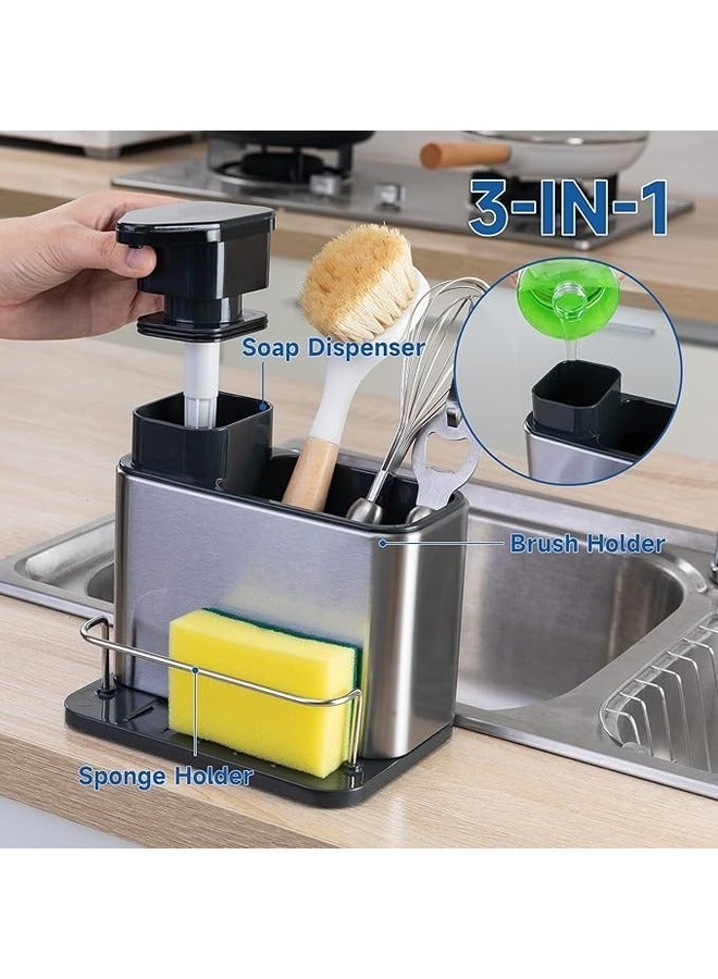 Soap Dispenser for Kitchen Sink, 3-in-1 Sponge Holder for Kitchen Sink Caddy - Image 2