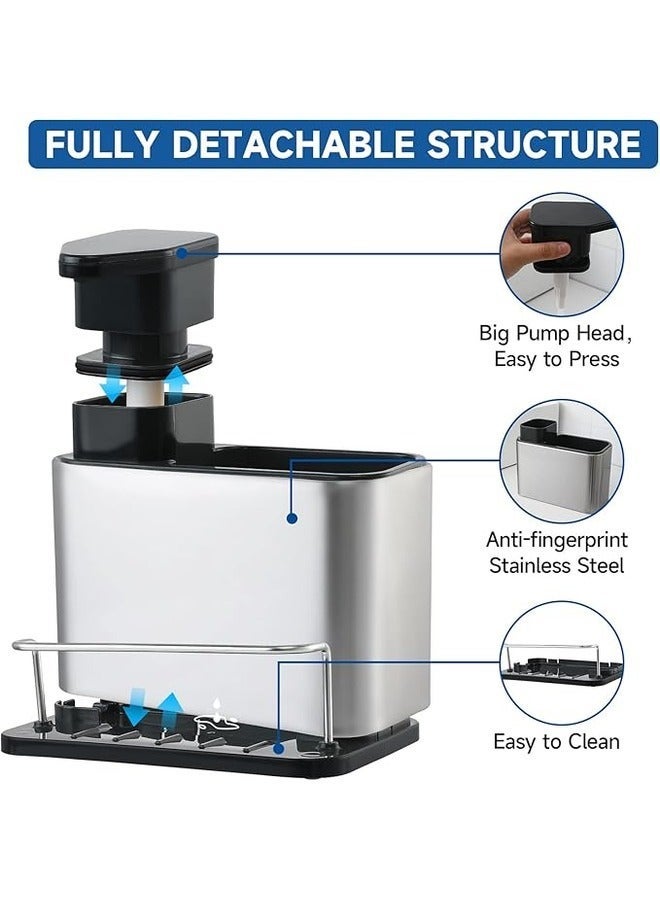 Soap Dispenser for Kitchen Sink, 3-in-1 Sponge Holder for Kitchen Sink Caddy - Image 4