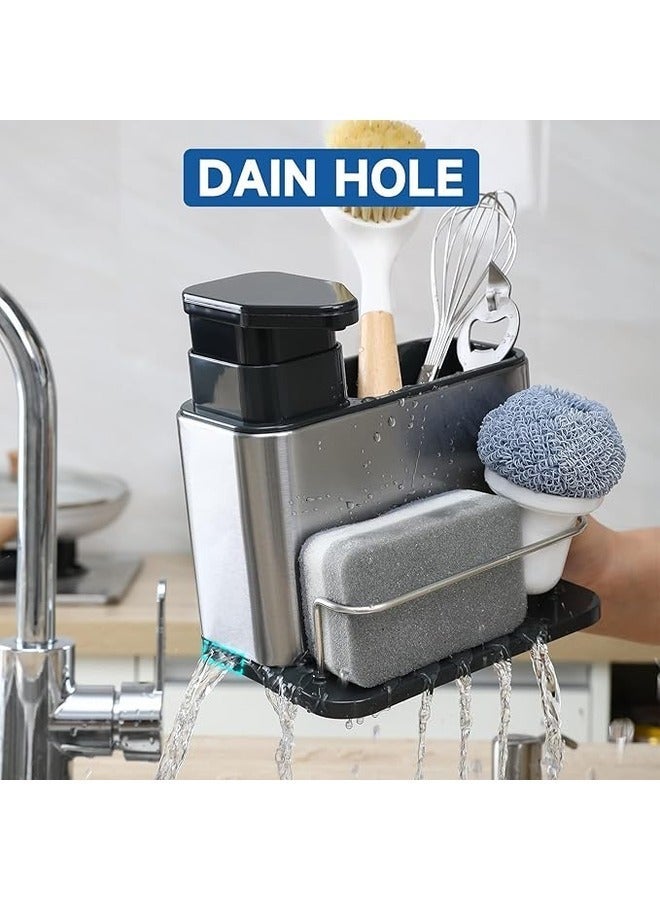 Soap Dispenser for Kitchen Sink, 3-in-1 Sponge Holder for Kitchen Sink Caddy - Image 3