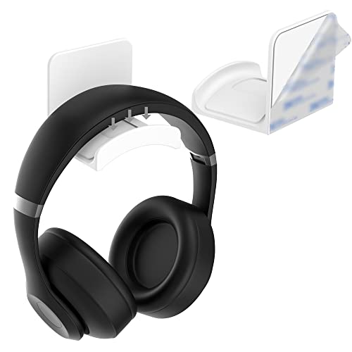 HomeMount Headphone Stand Headset Holder - Adhesive Gaming Headphone Hanger Hook Desk Mount for Most Headphone & Controller (White) - Image 1