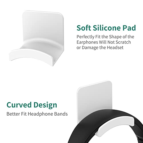 HomeMount Headphone Stand Headset Holder - Adhesive Gaming Headphone Hanger Hook Desk Mount for Most Headphone & Controller (White) - Image 2