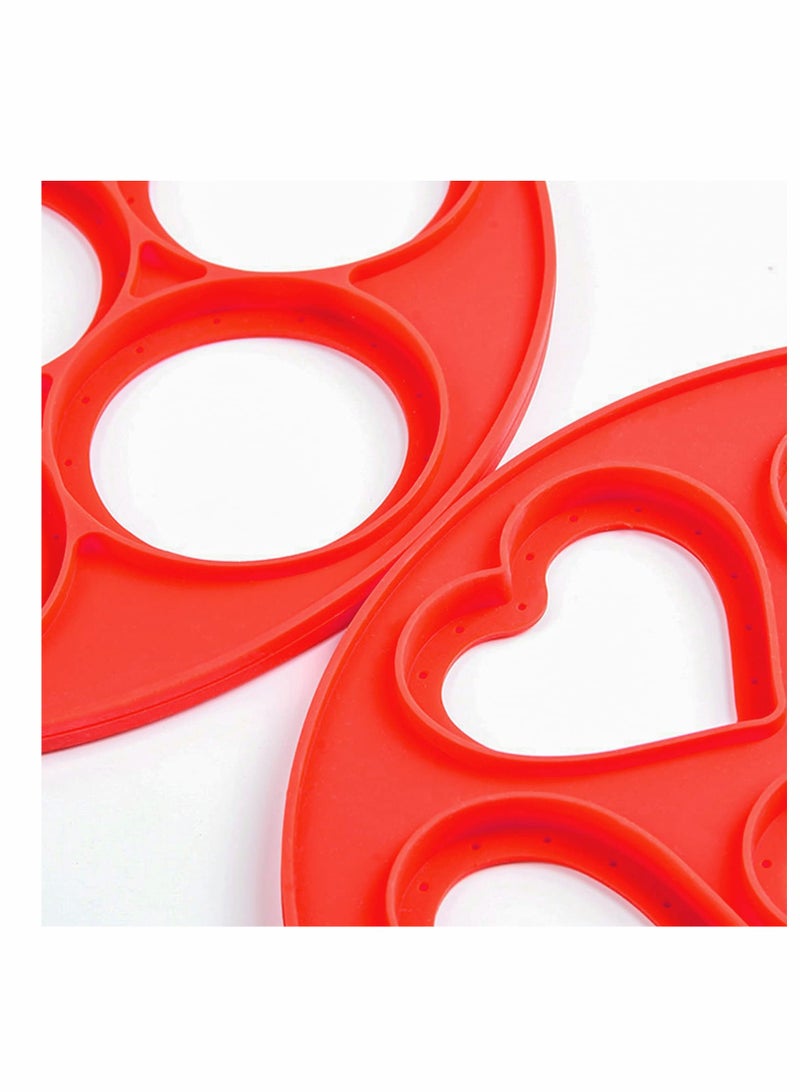 Excefore Pancake Mold Maker, Silicone Non-Stick Egg Ring, Baking Round and Heart-shape Omelette Mold 2 Pack - Image 2